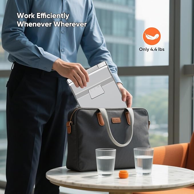 LXU 16-inch Portable Monitor for Laptop | 2025 New Upgraded 1200P 16:10 FHD Screen Extender | Plug-Play Laptop Extended Monitor | USB-C/HDMI Triple Display for 12~18.5" MacOS/Windows | 360° Rotatable