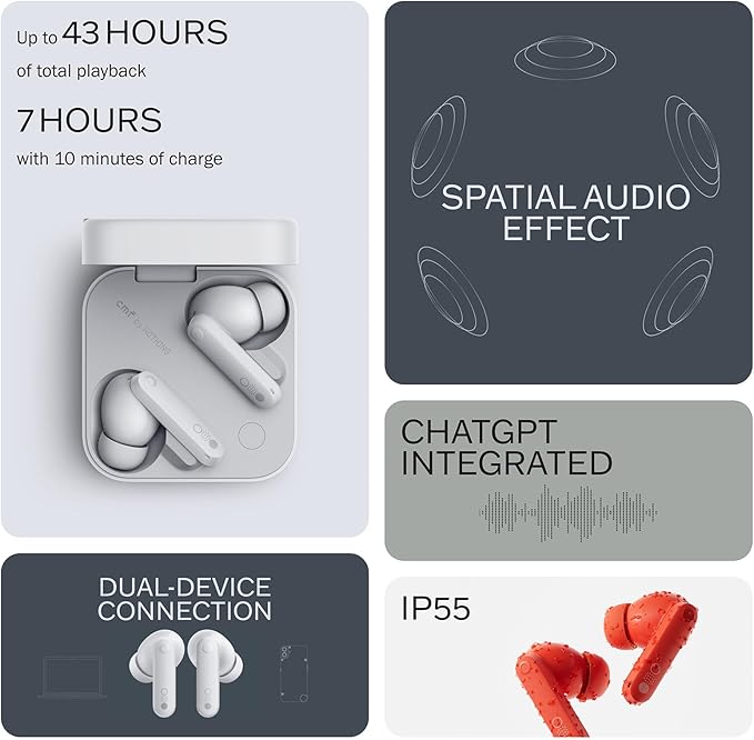 CMF Buds Pro 2 Wireless Earbuds with Smart Dial, 50dB Hybrid Noise Cancelling Earbuds Wireless Bluetooth 5.3, 11mm Bass with LDAC, 6 Hi-Res Audio Mics, 43H Playtime, Fast Charging Case, Orange