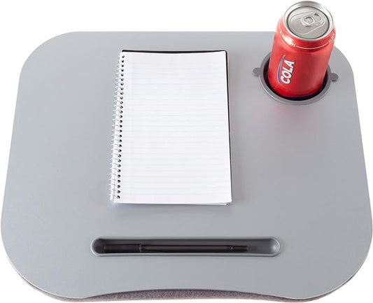 Laptop Buddy Portable Lap Desk- Cushioned Bottom with Foam Beads, Pen Tray and Cup Holder- Tray for Computers, Writing, Reading & Food by Lavish Home