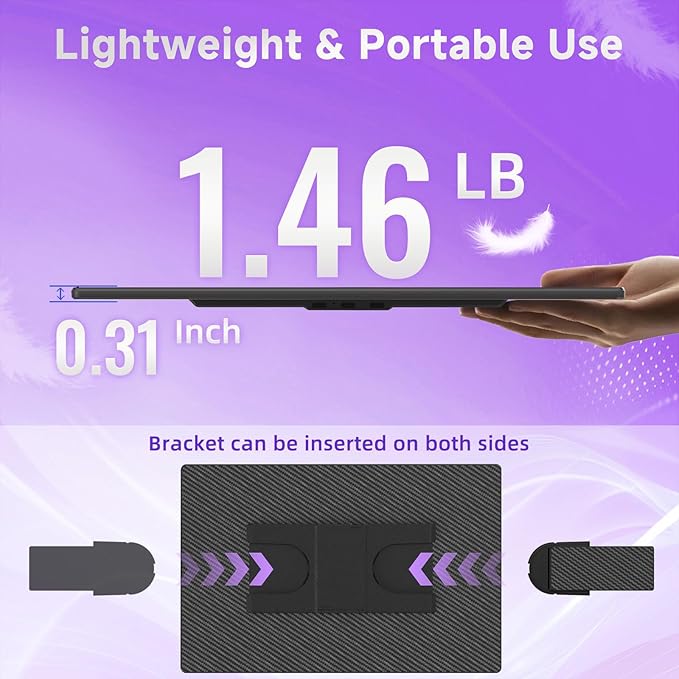 ROYY Portable Monitor Screen Extender - 16 inch 1200P FHD USB-C HDMI Computer Display Gaming IPS with Stand HDR Travel External Monitor for Laptop PC Phone Mac Switch