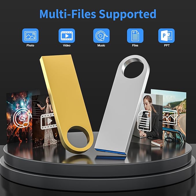 USB 3.0 Flash Drive 64GB 2 Pack, Wooolken High Speed USB 3.0 Thumb Drives Sleek Metal Flash Drives with Keychains, Memory Stick, USB Drive for PC/Computers/Mac/Laptops