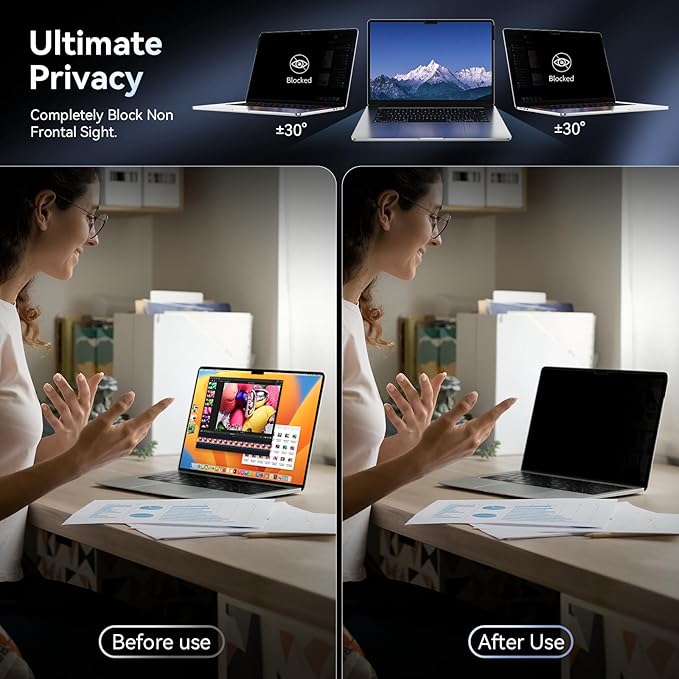 Privacy Screen Protector Compatible with MacBook Air M2 13.6 Inch (2022 Release), Easy On/Off Removable Anti Spy Blue Light Glare Shield Film Laptop Privacy Filter for Apple Mac Air 13" M2 (A2681)