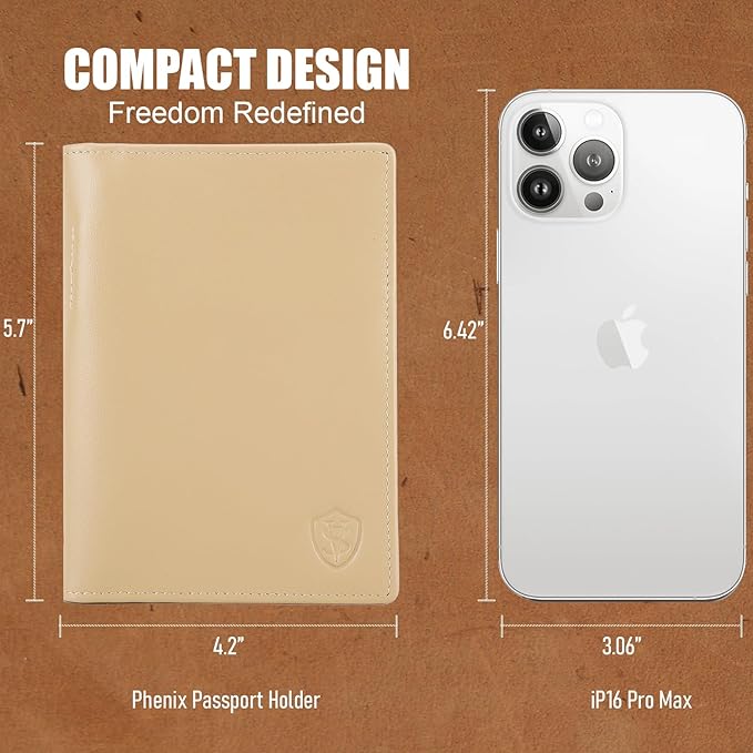 STAR VISTA Phoenix Leather Passport Holder, Calfskin Travel Wallet - RFID Blocking, ID Window, Zipper Pocket, Pen & Notebook Included, Ivory