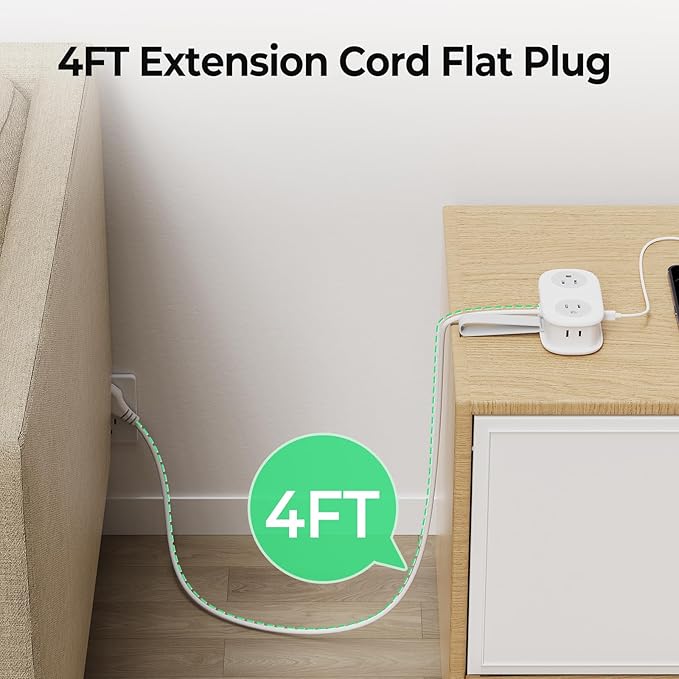 Travel Power Strip, ORICO 4 Outlets 3 USB Ports (1 USB C) with 4FT Wrapped Short Extension Cord, Compact Power Strip for Hotel Travel Essentials Cruise Approved-AP3