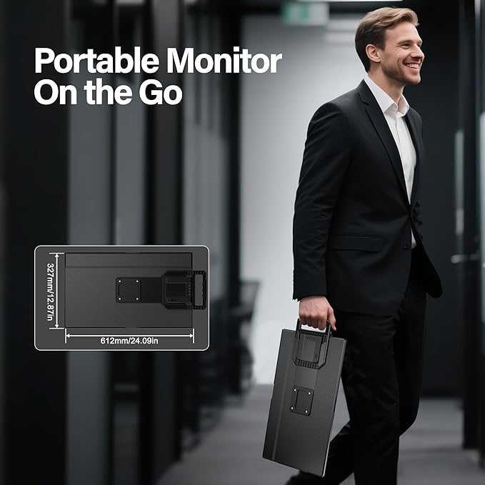 23.8" Large Portable Monitor, 1080P FHD 100Hz Laptop Screen Extender, IPS 125% sRGB, Extra USB Hub for Office Gaming with Detachable Stand, Travel Monitor for Window, MAC, Xbox, Switch