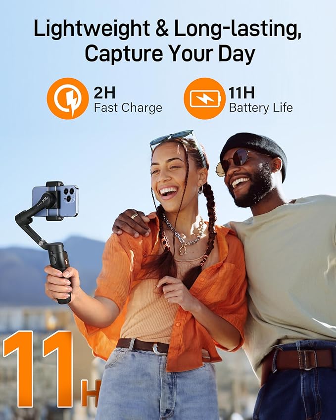 hohem iSteady X3 SE Plus Gimbal Stabilizer for iPhone, 3-Axis Phone Gimbal with Detachable Remote Control, Extendable Rod, 11-Hour Battery, Portable Foldable Stabilizer for Video Recording
