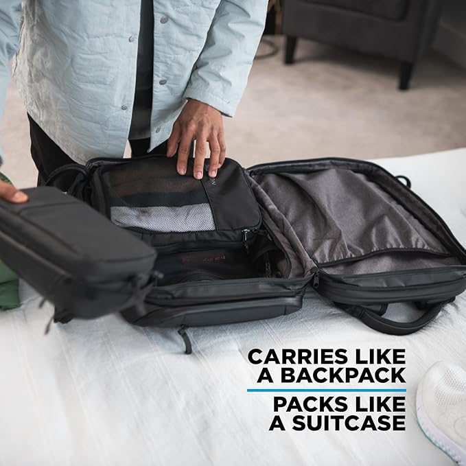 NOMATIC 14L Travel Pack - Water Resistant Laptop Bag - TSA-Ready Expandable Backpack (Black)