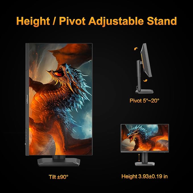 INNOCN 24.5" 2K QHD 2560 x 1440P 240Hz Monitor, Gaming Console Ready, Mini-LED Precisely Local Dimming, Monitor for Mac, HDMI 2.1, DP 1.4, Height Pivot Adjustable Stand, Black - 25M2S