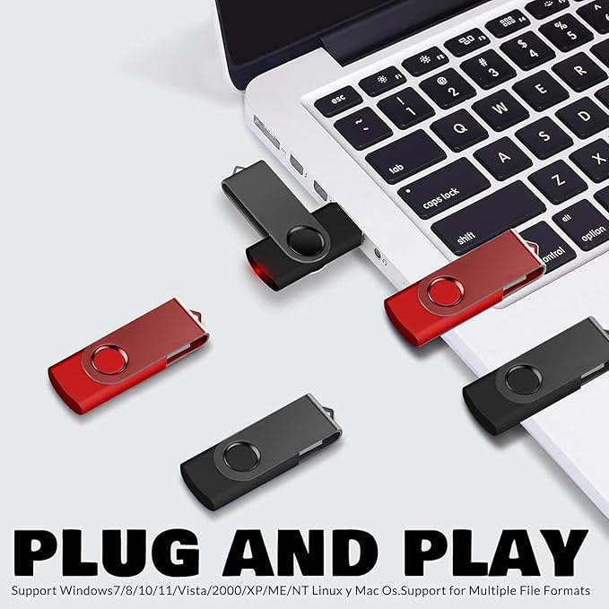 USB Flash Drive 2GB 10 Pack FEWINA USB 2.0 Flash Drives Bulk 2 GB Thumb Drive Swivel Memory Stick Jump Drive Pen Drive for Storage and Backup（Black and Red,10PCS 2GB）