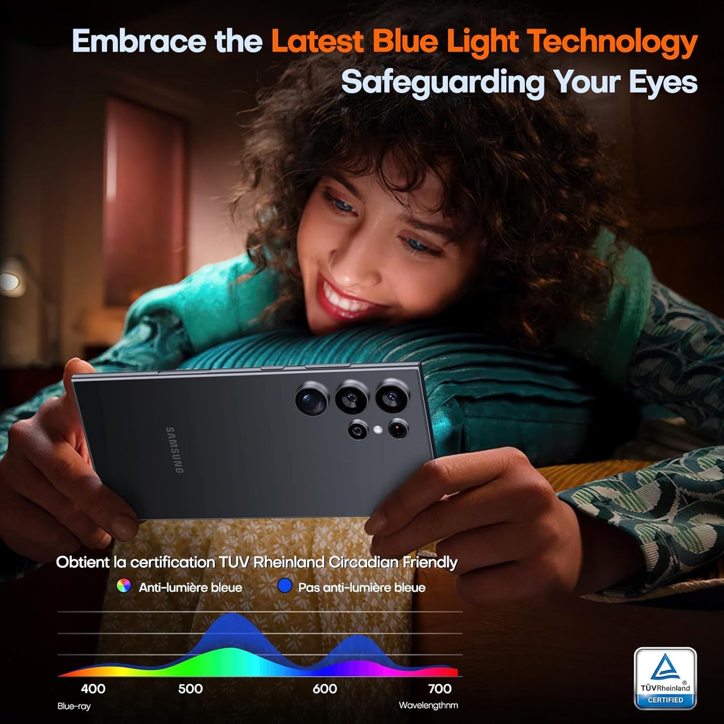 TOCOL for Samsung Galaxy S24 Ultra Screen Protector 9H Hardness Military Grade Shatterproof HD Tempered Glass 2 Pack