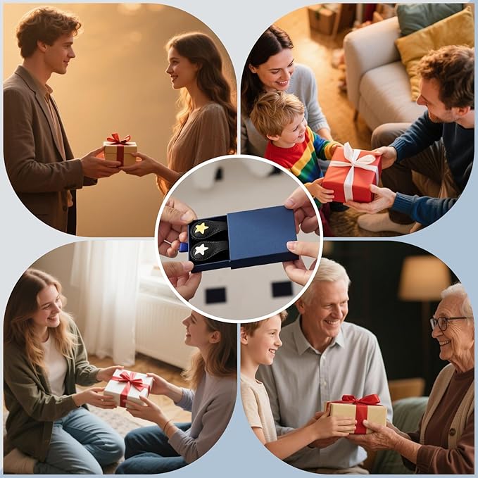 2Pcs Magnetic Leather Bookmarks with Gift Box, Magnetic Pen Holder Book Marks Clip Gift for Book Lover Readers Men Women Teachers Students, Star (Black+Black)