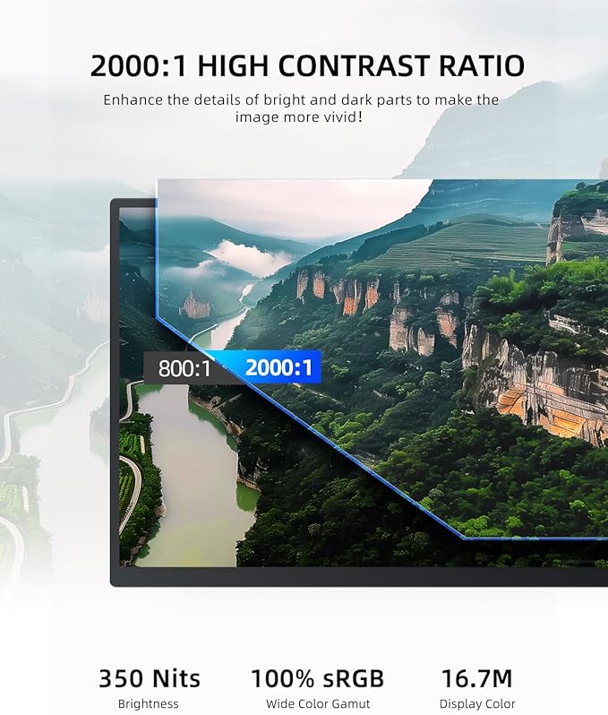 UPERFECT Portable Monitor 18.5 inch 120Hz 100% sRGB 1080P Portable Laptop Display w/Smart Cover, VESA & Speakers, Frameless IPS HDR Gaming Monitor USB-C HDMI Travel Second Monitor