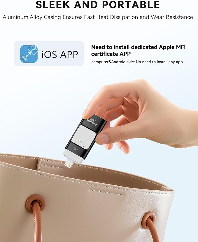 MFi Certified 512GB iPhone Flash Drive, Photo Stick Memory Stick for iPhone iPad, USB Thumb Drive for Photos Videos Transfer & Backup, External Storage Compatible for iPhone/Android/PC/Mac (Black)