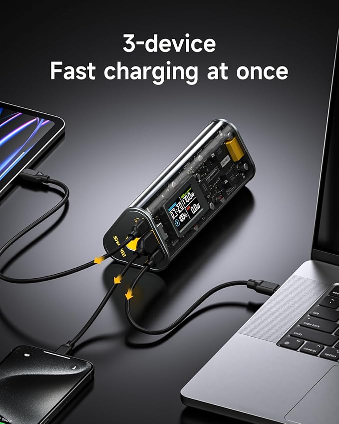 SHARGEEK 170 Power Bank, 140W PD3.1 Portable Charger 24,000mAh/ 86.4Wh High Capacity with Smart Display, 170W Total Output Battery Pack for Laptop MacBook Pro iPhone 17/16/15/14 Series