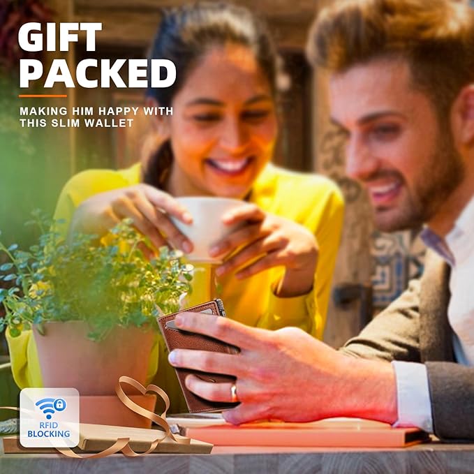 BULLIANT Men Airtag Wallet,Slim Front Pocket Wallet Money Clip for Men Gift 3.8"x2.7",Pop-up Access