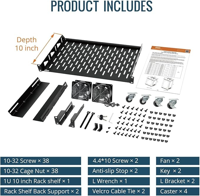 Tecmojo 18U Wall Mount Rack,18U Rack 17.7 Inch Depth,Hold Up to 176 Lbs,Movable Enclosed Rack Kit for 19 Inch Network,Server and AV Gear,Glass Door(Elite Collection)