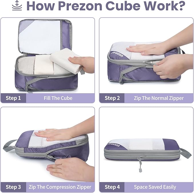 8 Set/6 Set/4 Set Compression Packing Cubes for Travel, Lightweight Vacation Travel Essentials, Travel Accessories for Suitcase Organizer Bags Set, Durable Luggage Organizer