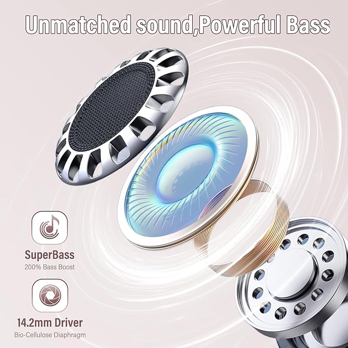 Open Ear Earbuds,Wireless Earbuds Bluetooth 5.4 Ergonomic Clip-On Ear buds, Bone Conduction Over The Ear Headphones 48H Playtime, Perfect Running Headphones for Sports IPX7 Waterproof Touch Controls