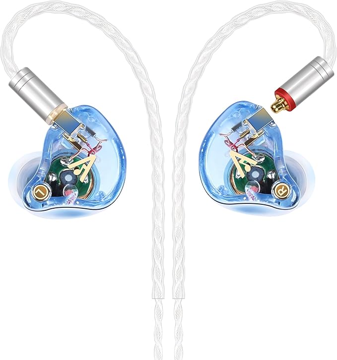 Vibes 202 Wired Earbuds - HiFi in Ear Monitor Headphones – Professional Noise-Isolating Ear Buds - Clear Sound, Deep Bass & Comfort-Fit IEM Earphones - MMCX to 3.5mm, Silver Plated Cord, Carrying Case