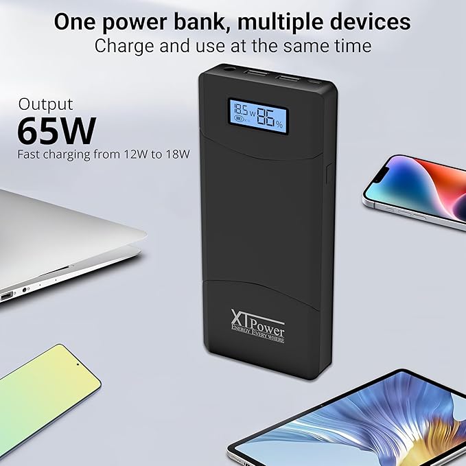 20000QC3-AO-PA Power Bank – Modern 20100mAh DC/USB Portable Charger with Quick Charge 3.0, 5V USB incl.12-24V DC Output for Laptops, Tablets, Samsung, iPhone – Fast Charging, Airline Approved