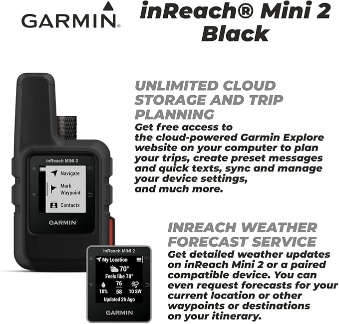 Wearable4U - Garmin inReach Mini 2 Satellite Communicator (Black) with Power Pack Bundle