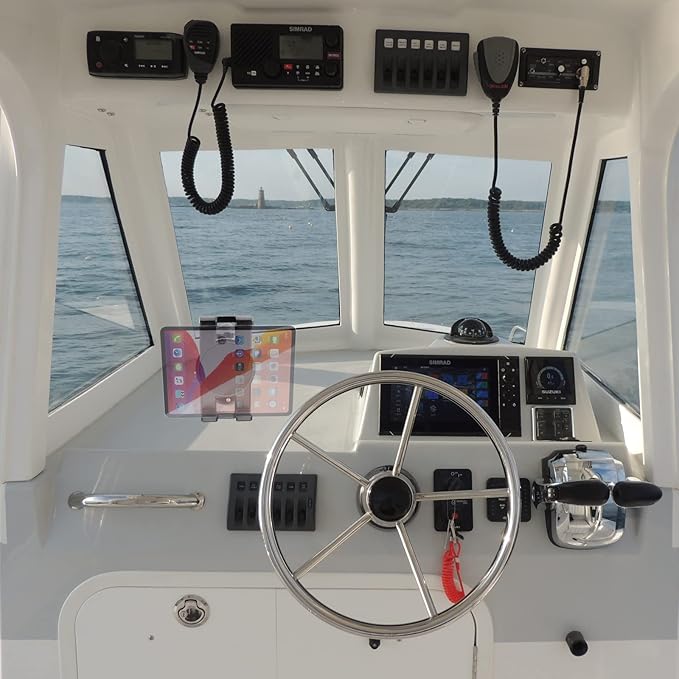 Heavy Duty Drill Base Tablet Holder, iPad Mount for Truck/Car/Boat/Wall/Desk/Vehicle Dashboard,360° Adjustable Aluminum Alloy Arm Mount Compatible with 7~12.9" iPad/Nexus/Fire HD/e-Book/Switch