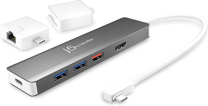j5create 9 in 1 USB-C Hub-SuperSpeed+Gen 2 Type C Adapter w/Ethernet, microSD/SD 4.0, 4K HDMI, USB-C 3.1 Gen2 Port, PD 100W for MacBook Pro/Air, XPS, Chromebook & Other USB C Windows Laptops (JCD375)