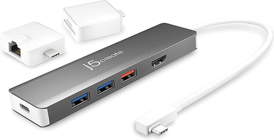 j5create 9 in 1 USB-C Hub-SuperSpeed+Gen 2 Type C Adapter w/Ethernet, microSD/SD 4.0, 4K HDMI, USB-C 3.1 Gen2 Port, PD 100W for MacBook Pro/Air, XPS, Chromebook & Other USB C Windows Laptops (JCD375)