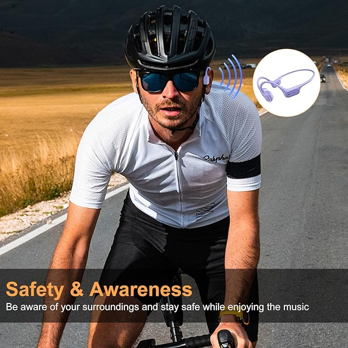 Bone Conduction Bluetooth Headphones-SurfAudio, IP68 Waterproof Swimming Headphones with 32GB MP3 Player, Lightweight Open Ear Design for Swimming/Surfing/Marathon/Cycling(Aqua)