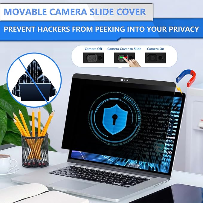 ZOEGAA Magnetic Privacy Screen MacBook Pro 15 Inch, Removable Privacy Screen Filters Anti-Spy, Anti Blue Light and Anti Glare Screen Protector for Macbook Pro 15 inch (2016-2019) Model (A1707, A1990)