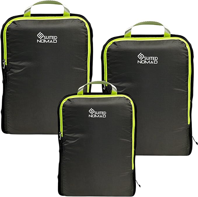 SUITEDNOMAD Ultralight Compression Packing Cubes Set, Suitcase and Backpack Travel Organizer Bags
