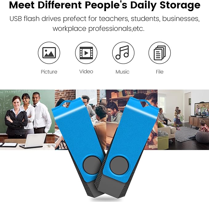 USB Flash Drives 20 Pack 2GB Flash Drive AGECASH USB 2.0 Thumb Drives Swivel Zip Jump Drive Mulitpack Flashdrive Memory Stick Pendrive for Data Storage & Transfer with 20PCS Lanyard (Blue 2GB)