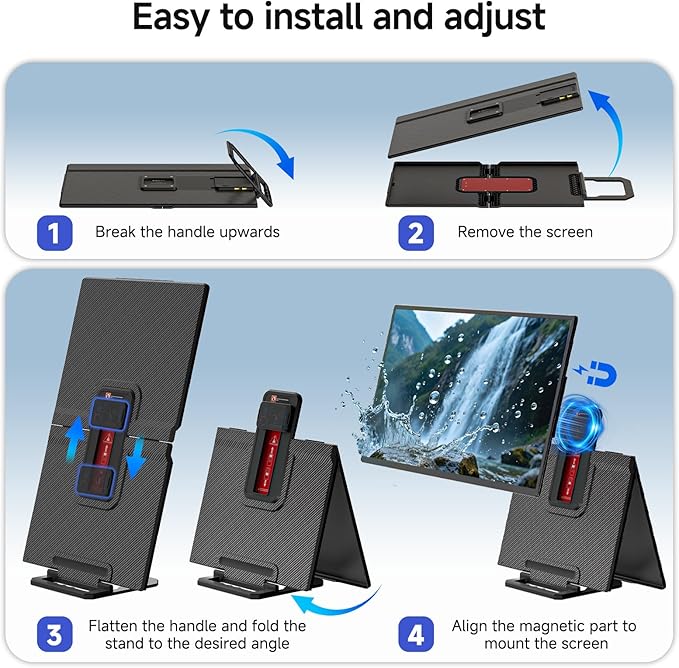 24" Large Portable Monitor, FHD 100HZ 111% SRGB IPS USB-C HDMI Work Home Gaming Second Monitor 1080P 4.2" Height & 90° Rotation Adjustable Stand for Laptop, MacBook, Phones