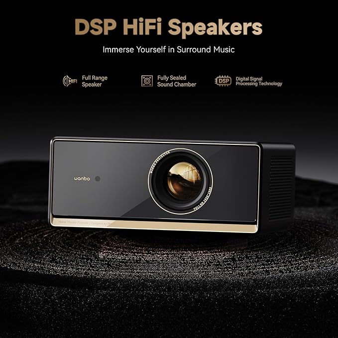 Google TV Projector 4K Supported, Wanbo X5 Pro 1100 ANSI Smart Projector with WiFi and Bluetooth, Outdoor & Home Movie Proyector, Auto Focus & Keystone, 26dB Quiet, HDMI 2.0, Voice Control, HDR10