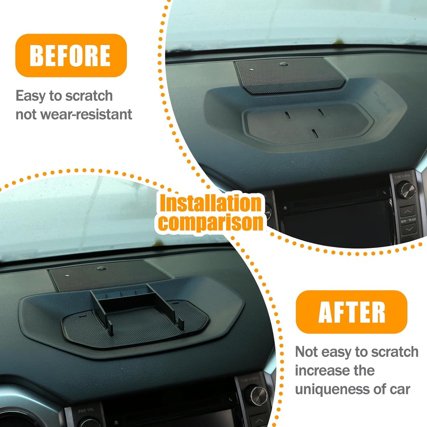 LLKUANG Black ABS Car Center Console Dash Table Storage Tray Fit for Toyota Tundra 2014-2021 Instrument Organizer Phone Holder Cradle Accessories (Without Mobile Phone Holder)