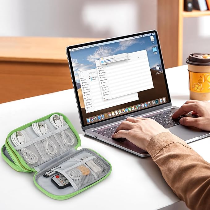 Skycase Pencil Case Zipper Pouch Aesthetic for Office Stationery Organizer - Double Layers Cord Organizer Traveling, All-in-One Waterproof Pencil Pouch for Teen Boys, Men adults,Light Green