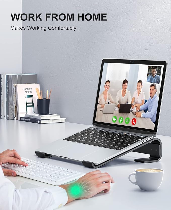 Soqool Laptop Stand for Desk, Ergonomic Detachable Laptop Riser, Aluminum MacBook Stand, Compatible with 12-17'' All Laptops Such as MacBook Pro/HP/Dell/Lenovo, Black