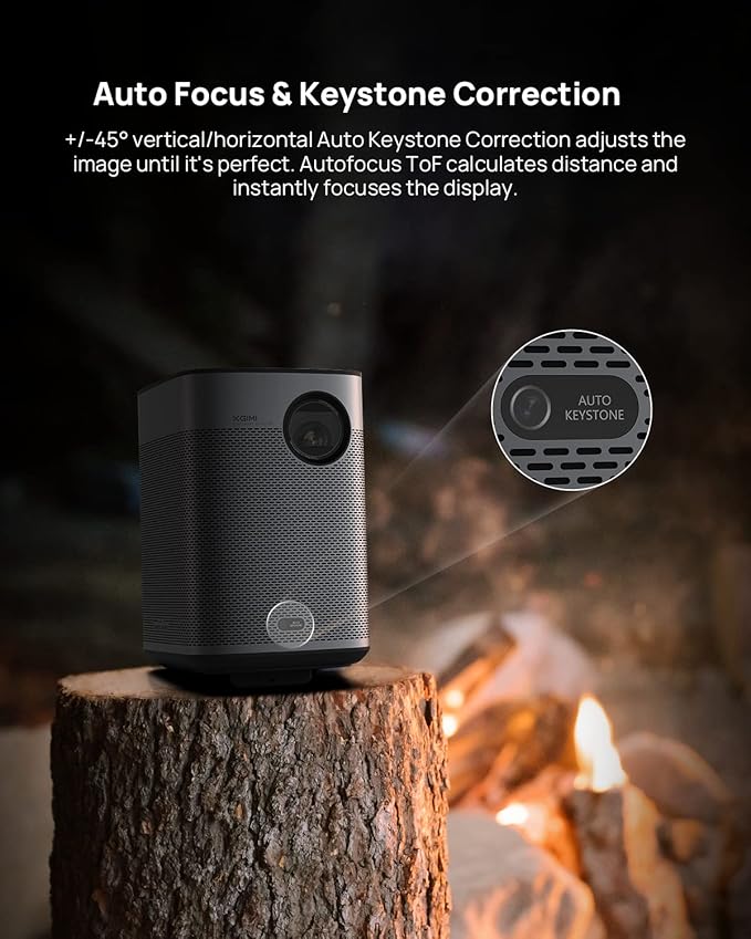 XGIMI Halo+ 1080P Portable Projector, 700 ISO Lumens with Harman Kardon Speakers, Auto Keystone Correction, Auto Focus, Intelligent Obstacle Avoidance, Intelligent Screen Alignment, Android TV 10.0