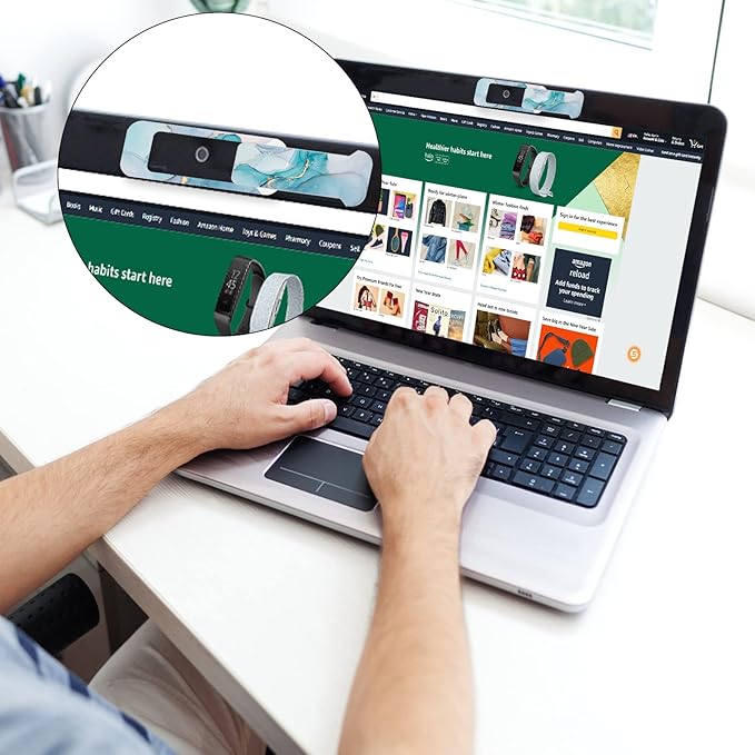 Webcam Cover, 3 Pieces, Laptop Camera Cover, Privacy Shielding Capacity is Twice as Big as The Traditional, Suitable for Computer Mobile Phones, laptops, Tablets and so on (Blue Marble)