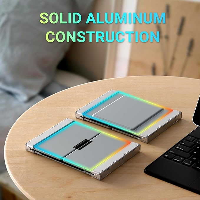 iClever Foldable Bluetooth Keyboard, BK05S Folding Wireless Portable Keyboard, Pair Up to 4 Devices, USB-C Rechargeable, Slim and Compact for iPad, Mac, Laptop, Smartphone, Tablet, PC