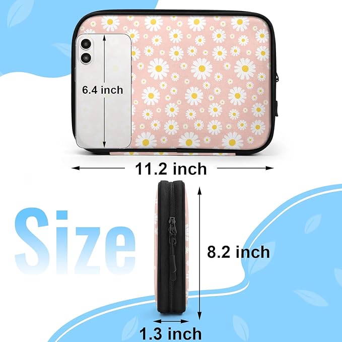 Pink Daisy Flowers Electronics Travel Organizer Case, Tech Accessories Cable Storage Bag for Cords, Charger, Phone, Hard Drive