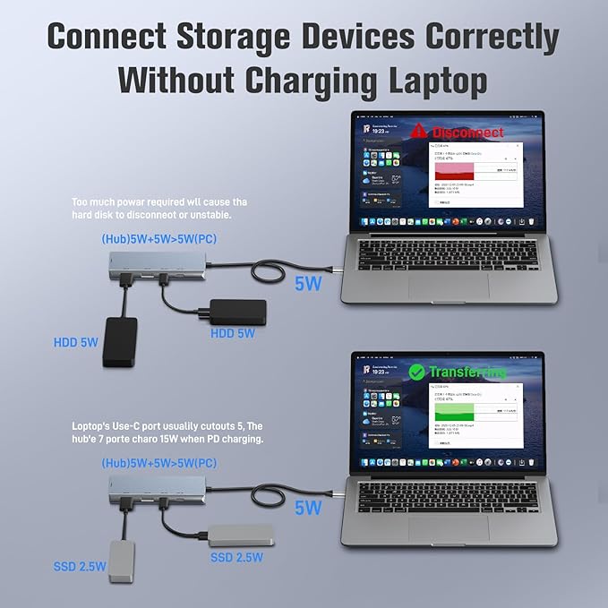 USB 3.2 Hub 10Gbps, 2 USB-C 3.2 and 2 USB-A 3.2,PD 100W Fast Charging for MacBook Pro, MacBook Air, Acer Laptops, HP Laptops, iPad Pro More.(Frosted Silver)