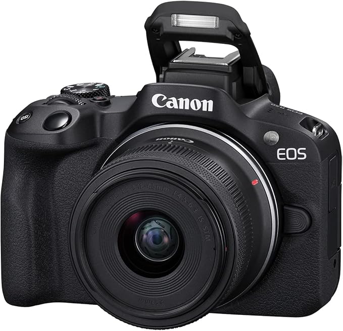 Canon EOS R50 Mirrorless Camera RF-S18-45mm F4.5-6.3 is STM Lens Kit, 24.2 Megapixel CMOS (APS-C) Sensor, 4K Video, Hybrid Camera, Photo and Video, Vlogging, Content Creator, RF Mount, Black