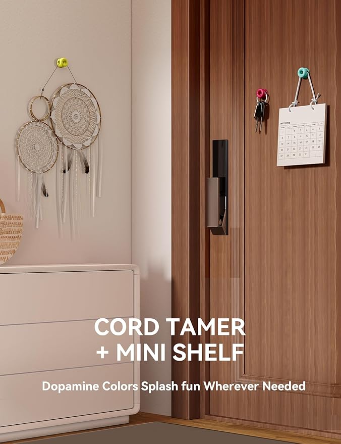 8Pack Cord Organizer JOYROOM Cable Clips [1s Side-Snap Lock] Silicone Cord Holder Cable Management, Adhesive Cord Clips Phone Charger Wire Keeper, Office Workspaces Desk Organization Home Accessories