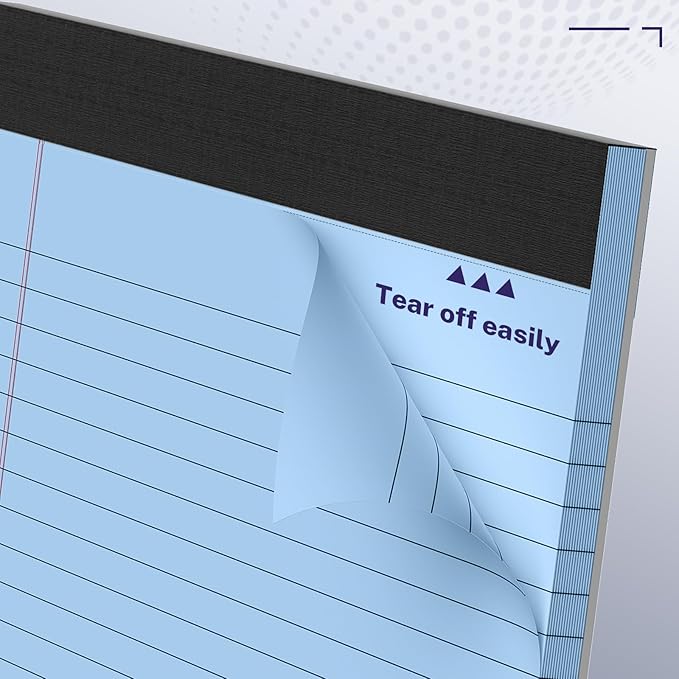 5 Pack Wide Legal Pads 11" x 9.5" Landscape Pink Purple Blue Green Yellow College Ruled Note Pad Narrow Ruled 30 Sheets per Notepad Perforated Writing Paper Thick Backboard Horizontal Pads of Paper