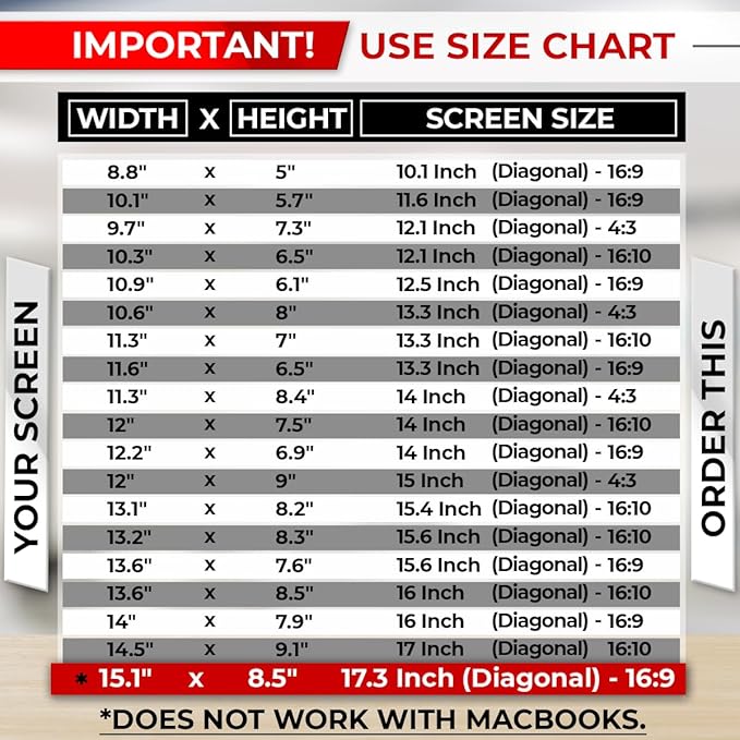 17.3 Inch 16:9 Laptop Privacy Screen Filter - Computer Monitor Privacy Shield and Anti-Glare Protector