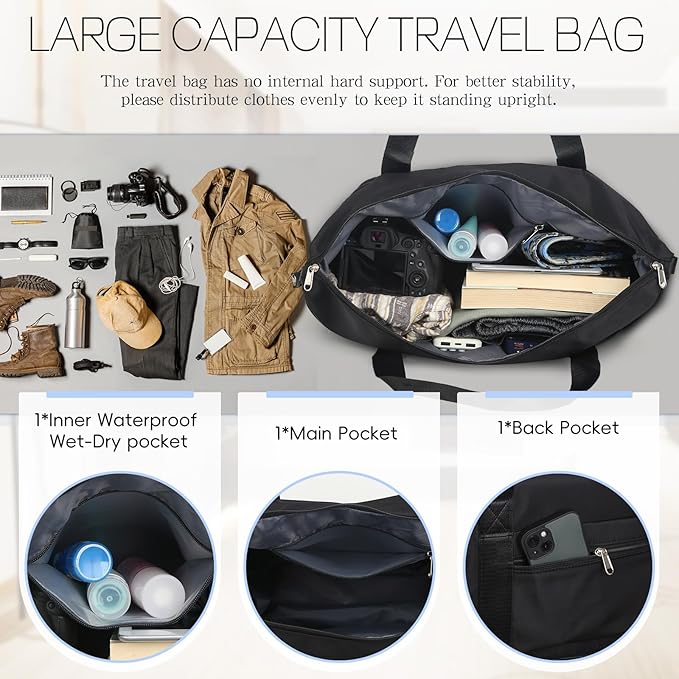 VOOWO Duffel Bag with Wheels - Rolling Foldable Expandable Duffle Bag with Wheels for Travel, Rolling Luggage Bag Carry On Travel Bag with Wheels, Large Wheeled Overnight Weekender Bag (Black)