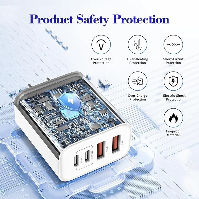 iPhone 17 16 USB C Fast Charger Block,USB C Charging Block 2-Pack 40W Type C 4in1 Multiport Fast Plug Wall Charger for iPhone 17 Pro Max/17 Air/17 Pro/16 Plus/16e/15 Pro Max/14/13/12/Xs Max/XR/X,iPad