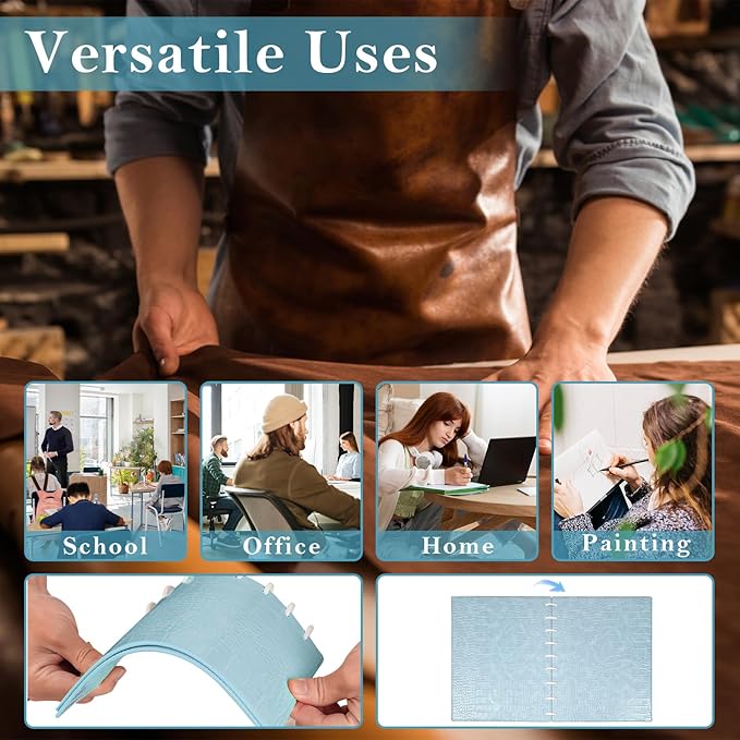 2 Pack Pu Leather 7X9.25 In Discbound Notebook Cover And Disc Set Discbound Planner Cover With 18 Pcs Expansion Discs 9-Disc Disc Bound Notebook Accessories(Blue+Green，No Inner Paper)