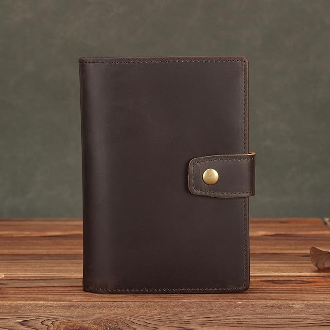 Polare Slim RFID Blocking Leather Passport Holder Travel Bifold Wallet For Men (Dark Brown(Snap Version))